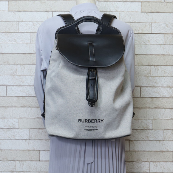 Burberry Canvas Pocket Print Backpack Black Horseferry - Picture 1 of 10